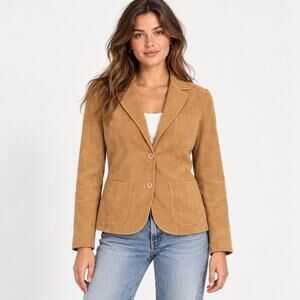 Vintage 70s Tan Faux Suede Fitted Blazer Jacket 70s Boho Small -
